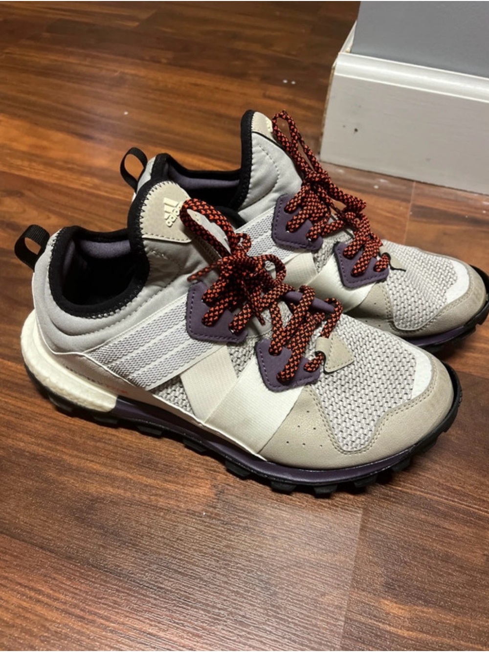 adidas Women’s Beige and Burgundy Lace Trail Sneakers